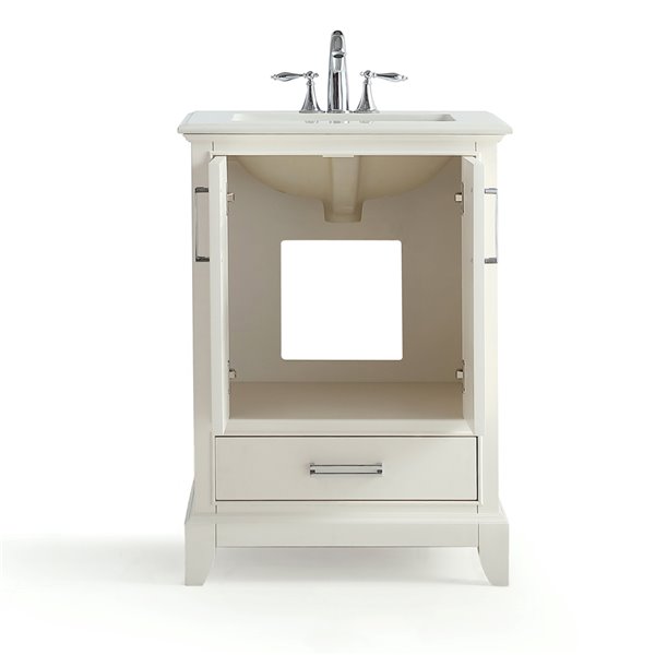 Simpli Home Elise Bath Vanity White Engineered Quartz Marble Top 24 In Axcvgnw 24 Rona 5368