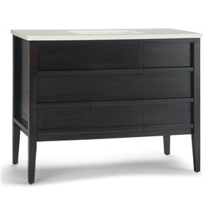 SIMPLI HOME Russo Bath Vanity with White Veined Engineered Quartz Marble Top - 42-in