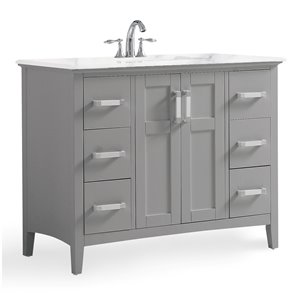 SIMPLI HOME Winston Bath Vanity White Engineered Quartz Marble Top - 42-in