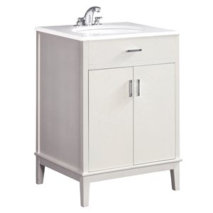 SIMPLI HOME Urban Loft Bath Vanity with White Engineered Quartz Marble Top - 24-in