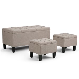 Ottomane de rangement Dover SIMPLI HOME 3 pièces, naturel, 19,5 po x 44 po