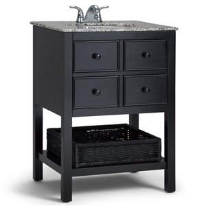 SIMPLI HOME Burnaby Bath Vanity with Dappled Grey Granite Top - 24-in