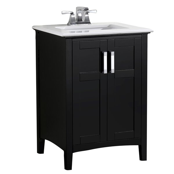 Simpli Home Winston Bath Vanity White Engineered Quartz Marble Top 24 In Rona 