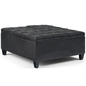 Table basse ottomane de rangement Harrison SIMPLI HOME, noir vieilli, 36 po x 36 po