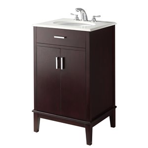 SIMPLI HOME Urban Loft Bath Vanity with White Engineered Quartz Marble Top - 20-in