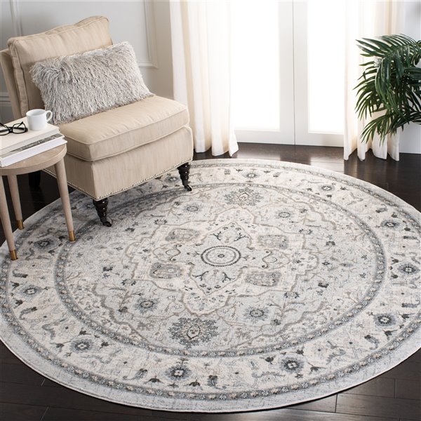 Safavieh Isabella Area Rug - 6-ft 7-in x 6-ft 7-in - Round - Light Gray/Gray