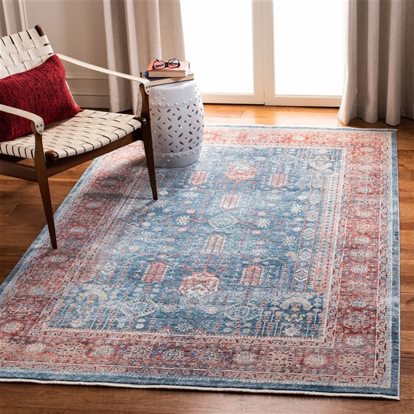 Tapis rectangulaire Victoria de Safavieh, 8 pi x 10 pi, bleu marine/rouge