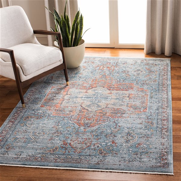 Tapis rectangulaire Victoria de Safavieh, 5 pi x 8 pi, bleu marine/rouge