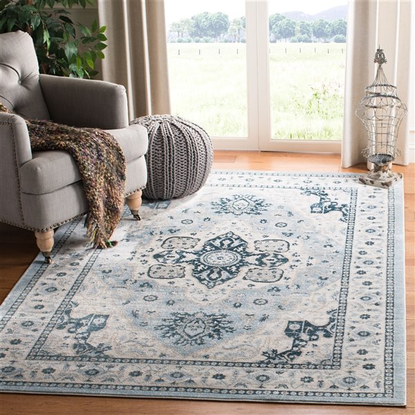 Tapis rectangulaire Isabella de Safavieh, 8 pi x 10 pi, bleu clair/crème