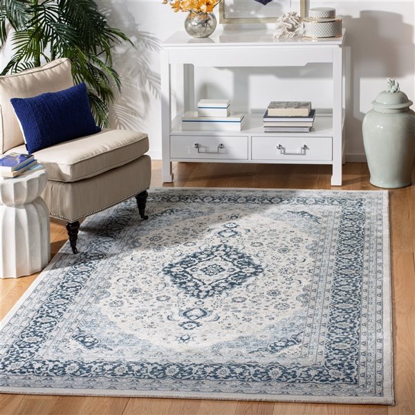 Tapis rectangulaire Isabella de Safavieh, 4 pi x 6 pi, crème/bleu foncé