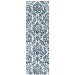 Tapis rectangulaire Isabella de Safavieh, 2 pi 2 po x 7 pi, bleu marine/ivoire