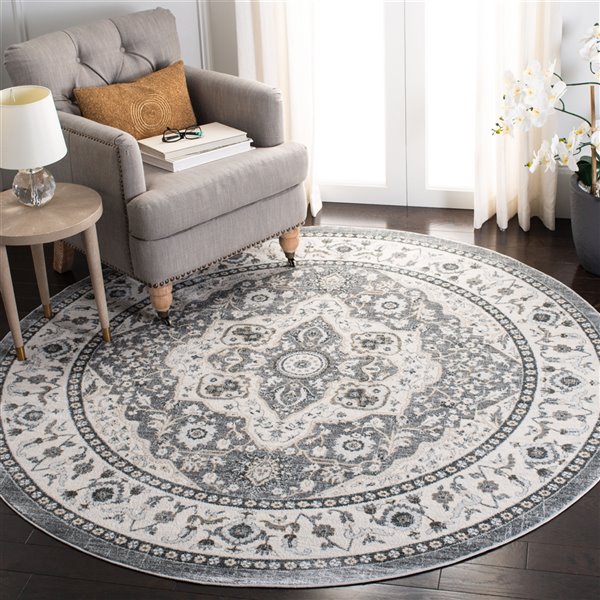 Tapis rond Isabella de Safavieh, 6 pi 7 po x 6 pi 7 po, gris/crème