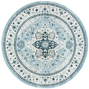 Safavieh Isabella Area Rug - 6-ft 7-in x 6-ft 7-in - Round - Light Blue/Cream