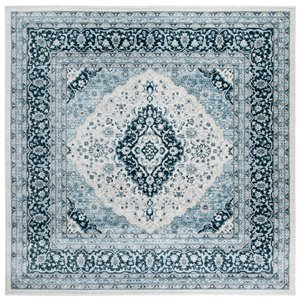 Tapis carré Isabella de Safavieh, 6 pi 7 po x 6 pi 7 po, crème/bleu foncé
