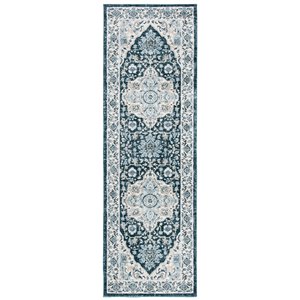 Tapis rectangulaire Isabella de Safavieh, 2 pi 2 po x 7 pi, crème/bleu marine