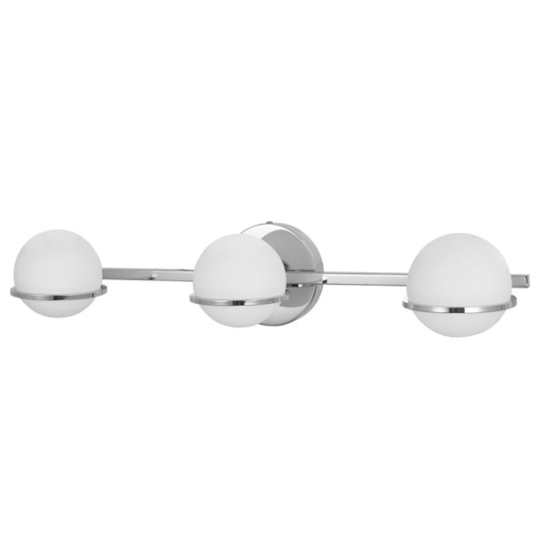 Dainolite Sofia Vanity Light - 3-Light - 23-in - White Glass and Polished Chrome