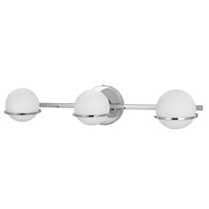 Dainolite Sofia Vanity Light - 3-Light - 23-in - White Glass and Polished Chrome