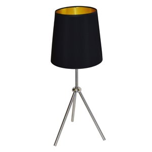 Lampe de table Oversized Drum de Dainolite, 1 lumière, 28,5 po, chrome satiné/noir
