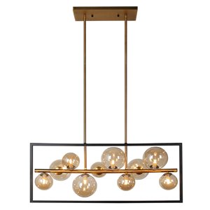 Luminaire suspendu Glasglow de Dainolite, 10 lumières, 33 po x 14 po, noir mat/bronze vintage