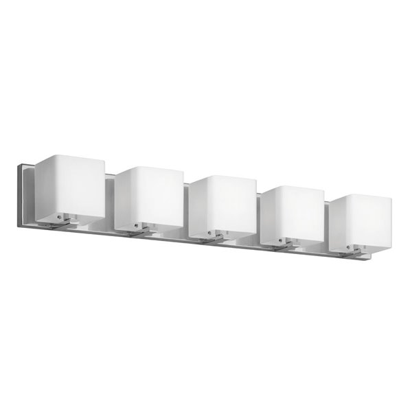 Dainolite Vanity Light - 5-Light - 32.5-in - White Frosted Glass and Polished Chrome