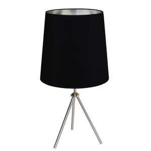 Lampe de table Oversized Drum de Dainolite, 1 lumière, 30 po, chrome satiné