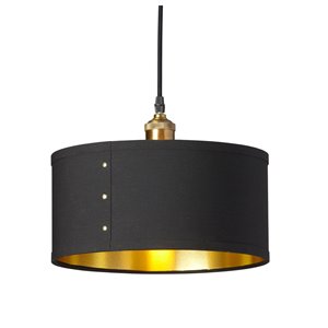 Dainolite Fayette Pendant Light - 1-Light - 12-in x 8.5-in - Black/Gold