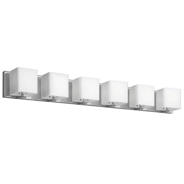 Dainolite Vanity Light - 6-Light - 39.5-in - White Frosted Glass and Polished Chrome