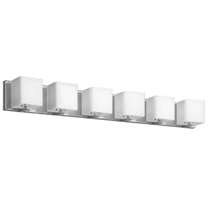 Dainolite Vanity Light - 6-Light - 39.5-in - White Frosted Glass and Polished Chrome