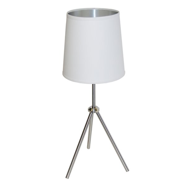 Dainolite Oversized Drum Table Lamp - 1-Light - 28.5-in - Satin Chrome/White