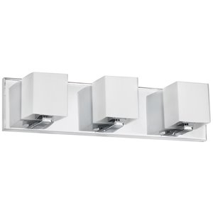 Luminaire pour meuble-lavabo de Dainolite, 3 lumières, 19 po, verre givré et chrome poli