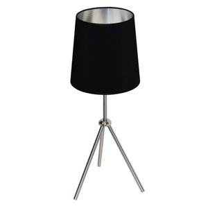 Lampe de table Oversized Drum de Dainolite, 1 lumière, 28,5 po, chrome satiné