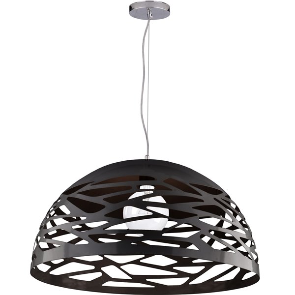 Dainolite Coral Pendant Light - 1-Light - 20-in x 10.75-in - Matte Black