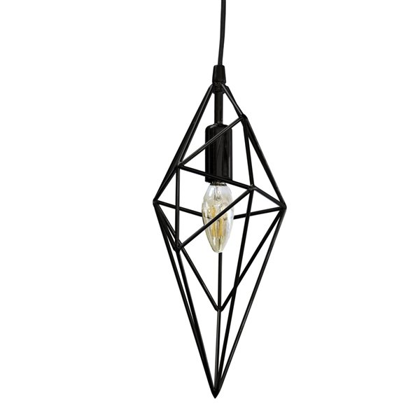 Dainolite  Pendant Light - 1-Light - 5-in x 14-in - Black