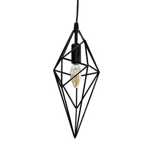 Dainolite  Pendant Light - 1-Light - 5-in x 14-in - Black