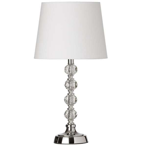 Dainolite Crystal Table Lamp - 1-Light - 17.5-in - Polished Chrome