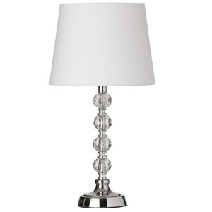 Dainolite Crystal Table Lamp - 1-Light - 17.5-in - Polished Chrome