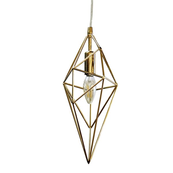 Dainolite  Pendant Light - 1-Light - 5-in x 14-in - Aged Brass