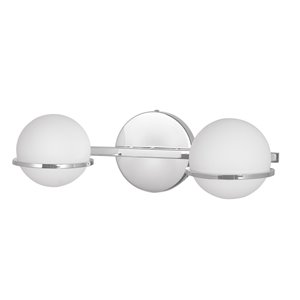 Dainolite Sofia Vanity Light - 2-Light - 14-in - White Frosted Glass and Polished Chrome