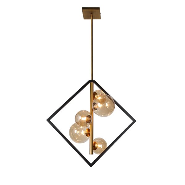 Dainolite Glasglow Pendant Light - 5-Light - 21-in x 20.5-in - Matte Black/Vintage Bronze