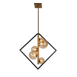 Dainolite Glasglow Pendant Light - 5-Light - 21-in x 20.5-in - Matte Black/Vintage Bronze