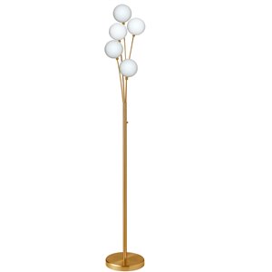 Lampe sur pied de Dainolite, 5 lumières, 70.5 po, laiton vieilli