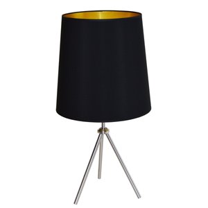 Lampe de table Oversized Drum de Dainolite, 1 lumière, 30 po, chrome satiné/noir