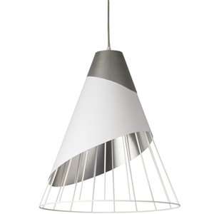 Dainolite Farthingale Pendant Light - 1-Light - 24-in x 28.5-in - White/Silver
