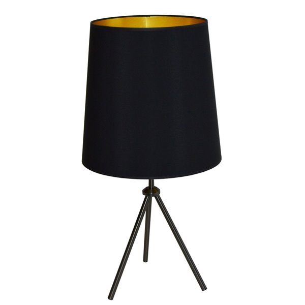 Dainolite Oversized Drum Table Lamp - 1-Light - 30-in - Matte Black/Gold