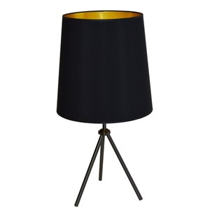 Dainolite Oversized Drum Table Lamp - 1-Light - 30-in - Matte Black/Gold