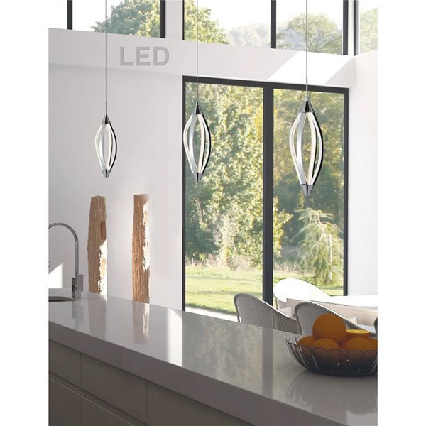 Luminaire suspendu Selene de Dainolite, 1 lumière, 14 po x 12 po, chrome poli