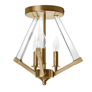 Dainolite Aalto Semi-Flush Mount Light - 3-Light - 15-in - Vintage Gold