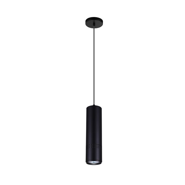 CWI Lighting Stowe LED Down Mini Pendant - Black and Wood finish - 3-in