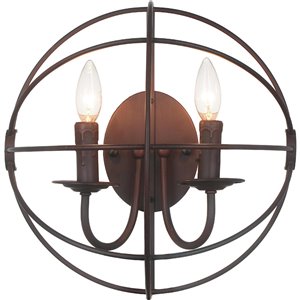 CWI Lighting Arza 2 Light Wall Sconce - Brown finish - 14-in x 14-in x 8-in
