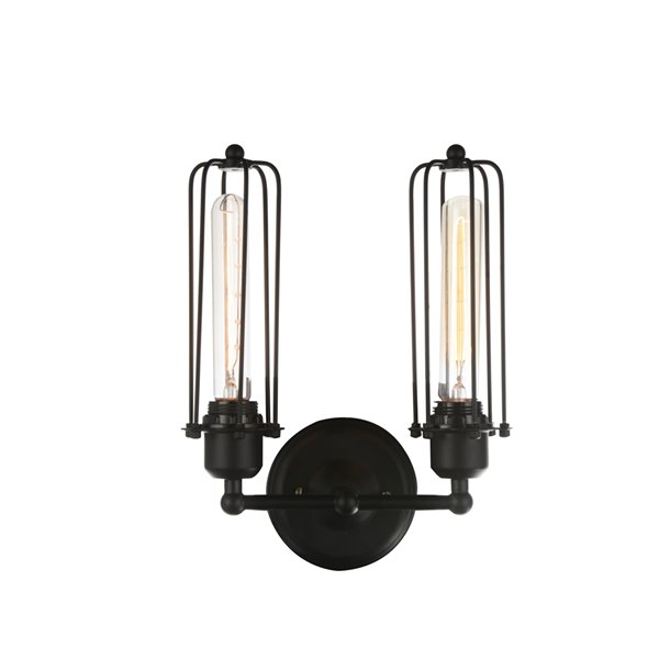 CWI Lighting Benji 2 Light Wall Sconce - Black finish - 10-in x 13-in x 5-in